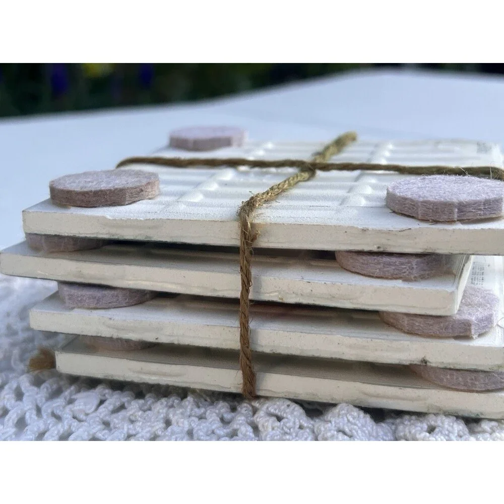 Handmade  Red Robin Coasters Set of 4 Ceramic Tile Coasters Cottagecore